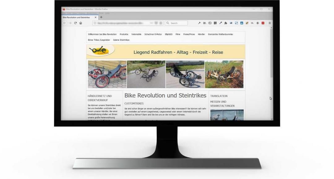 Die Website von Bike-Revolution vor dem Relaunch