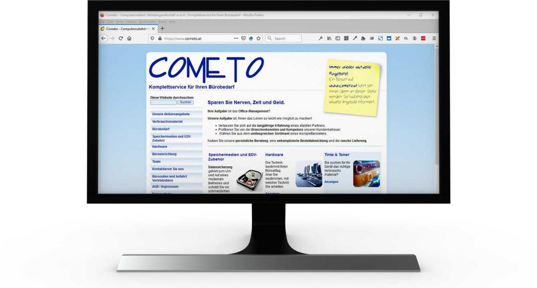 Die Website Cometo vor dem Redesign