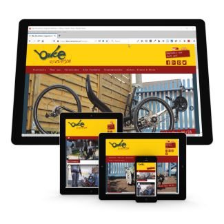 Die Website von Bike-Revolution dargestellt auf den verschiedenen Ausgabegeräten.